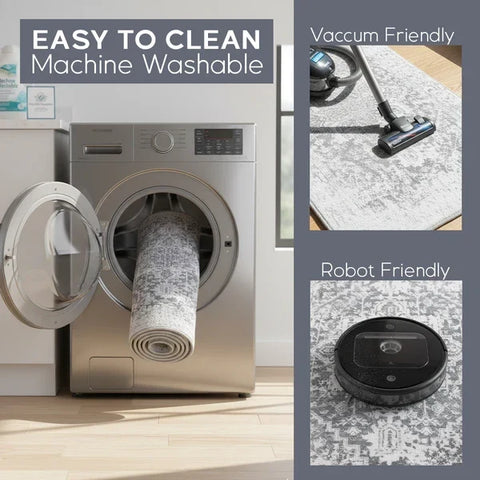 Washable Area Rugs for Living Room, Bedroom & Dining Room – Modern Soft Low Pile Non Slip Carpet – Pet Friendly Waterproof Foldable Rugs for Home