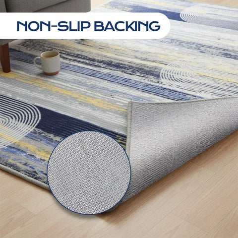 Washable Area Rugs for Living Room, Bedroom & Dining Room – Modern Soft Low Pile Non Slip Carpet – Pet Friendly Waterproof Foldable Rugs for Home