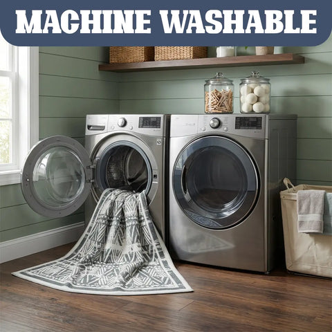 Washable Area Rugs for Living Room, Bedroom & Dining Room – Modern Soft Low Pile Non Slip Carpet – Pet Friendly Waterproof Foldable Rugs for Home