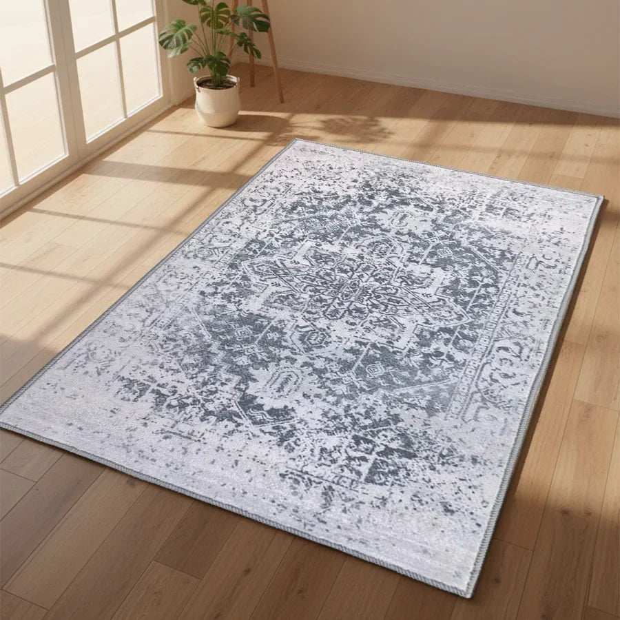 Washable Area Rugs for Living Room, Bedroom & Dining Room – Modern Soft Low Pile Non Slip Carpet – Pet Friendly Waterproof Foldable Rugs for Home