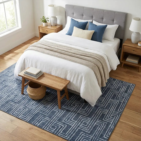Washable Area Rugs for Living Room, Bedroom & Dining Room – Modern Soft Low Pile Non Slip Carpet – Pet Friendly Waterproof Foldable Rugs for Home