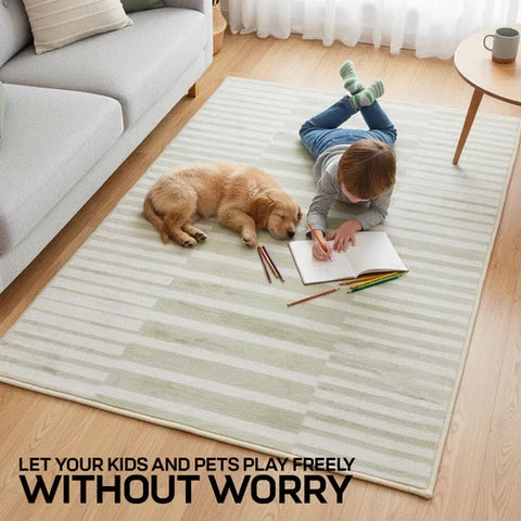 Washable Area Rugs for Living Room, Bedroom & Dining Room – Modern Soft Low Pile Non Slip Carpet – Pet Friendly Waterproof Foldable Rugs for Home